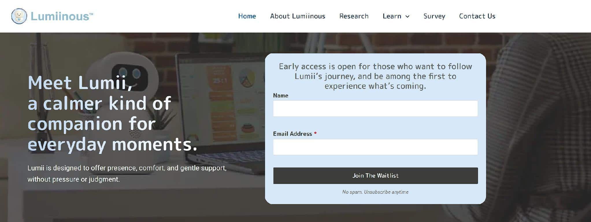 lumiinous.com waitlist landing page